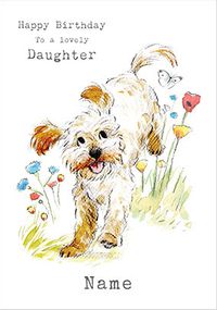Daughter Cute Dog Personalised Birthday Card