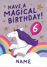 Magical Unicorn 6th Birthday Card