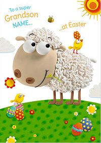 Tap to view Grandson Sheep And Chick Personalised Easter Card