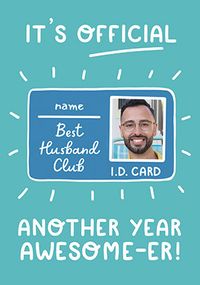 Best Husband Club Photo Birthday Card