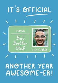 Best Brother Club Photo Birthday Card