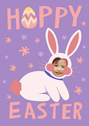 Purple Hoppy Easter Personalised Card