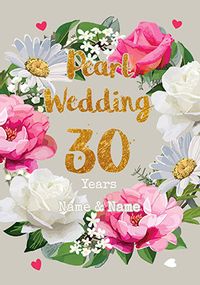 Floral 30th Wedding Anniversary Card