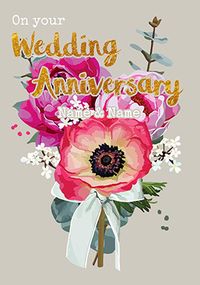 Floral arrangement on your Wedding Anniversary Card