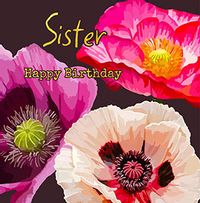 Pink Flowers Sister Birthday Card