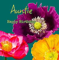 3 Flower Auntie Birthday Card