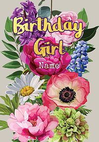 Anemone Personalised Birthday Girl Card