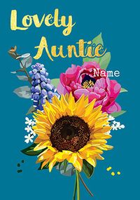 Sunflower Personalised Lovely Auntie Birthday Card