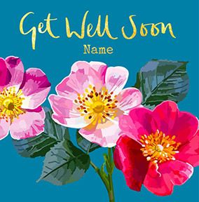 Three Flower Get Well Soon Personalised Card