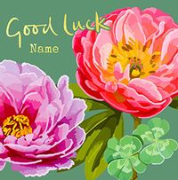 Good Luck Colourful Flowers Personalised Card