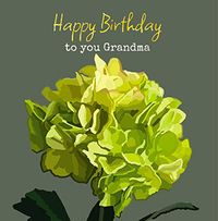 Green Flower Grandma Personalised Birthday Card