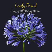Personalised  Blue Lily Friend Birthday Card