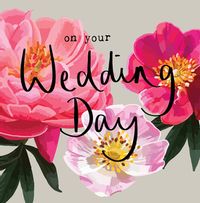 Wedding Day Pink Flowers Card