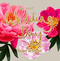 Wedding Day Pink Flowers Card