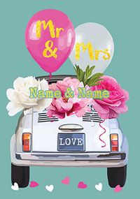 Mr & Mrs Car Wedding Card