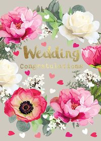 Tap to view Wedding Congratulations Floral Wreath Card