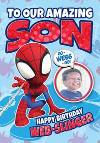 Tap to view Spidey & Friends - Amazing Son Photo Birthday Card