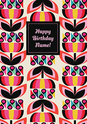 Floral Stripe Birthday Card