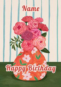 Flowers in Vase Personalised Birthday Card