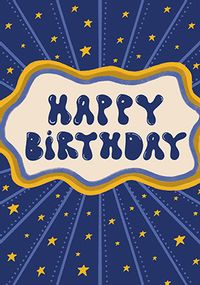 Happy Birthday Blue and Stars Card