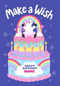 Tap to view Make a Wish Unicorn Cake Personalised Birthday Card