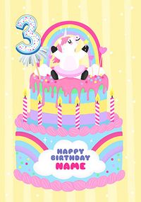 Tap to view Unicorn Cake 3rd Birthday Card