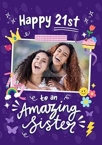 Tap to view Amazing Sister 21ST Birthday Photo Card