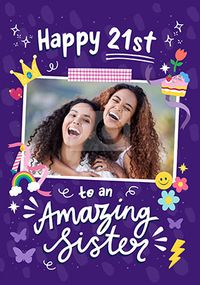 Tap to view Amazing Sister 21ST Birthday Photo Card