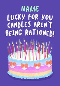 Rationed Candles Personalised Birthday Card