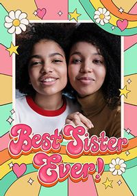 Best Sister Ever Retro Photo Birthday Card