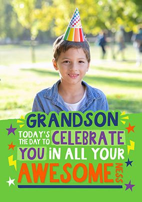 Celebrate Grandson Personalised Birthday Card