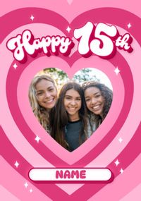 Tap to view Happy 15th Pink Heart Birthday Card