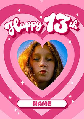 Happy 13th Pink Heart Birthday Card