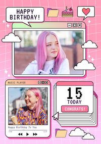 Pink Online Photos Birthday Card