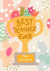 Thank You Trophy Personalised Teacher Card