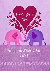 Elephants Valentine Card