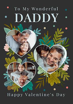 Daddy Heart Flowers Photo Valentine's Day Card