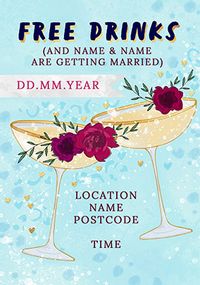Tap to view Free Drinks Personalised Wedding Card