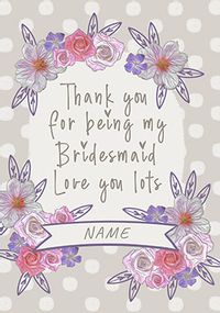 Thank you Bridesmaid Personalised Wedding Card