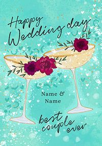 Happy Wedding Day  Cocktail Glasses Personalised Card