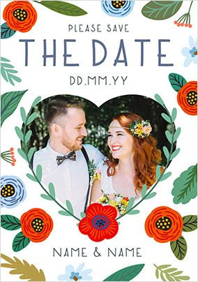 Floral Save the Date Photo Card