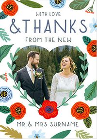 With Love and Thanks Floral Wedding Photo Card