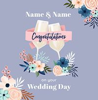 Tap to view Congrats on Your Wedding Florals and Glasses Personalised Card