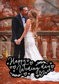 Tap to view Happy Wedding Day Heart Text Full Photo Card