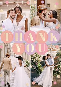 Tap to view Thank You 4 Photo Confetti Wedding Card