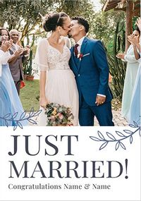 Just Married Foliage Photo Card