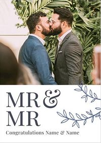 Mr & Mr Foliage Photo Wedding Card