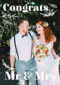 Congrats Mr & Mrs Photo Wedding Card