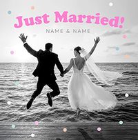 Tap to view Black & White Just Married Square Card