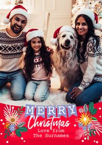 Family Floral Photo Christmas Card